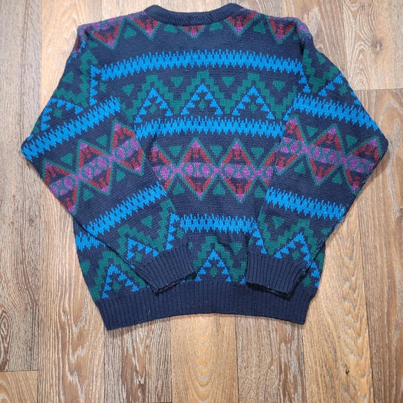 Vintage 80s Towncraft Womens Large Sweater Geometric Print Multi Color - Picture 4 of 4